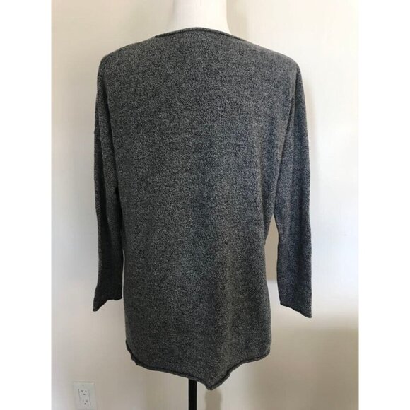 Aritzia BABATON Erin Sweater Size Medium Heather Gray Black Wool Blend V-Neck - Picture 6 of 9